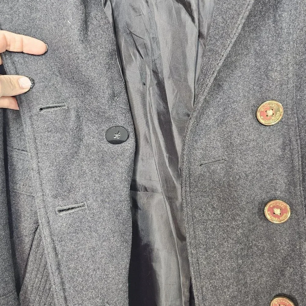 Michael Kors Peacoat M Gray Wool Double Breasted Preppy Quiet Luxury Old Money